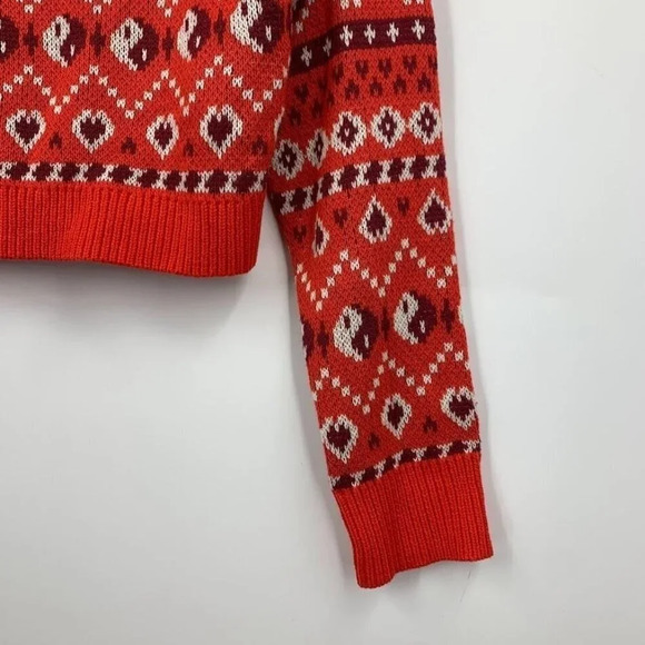 BP Nordstrom Women's Crafted Holiday Fairisle Sweater‎ In Red Scarlet Size S NWT - Picture 5 of 11